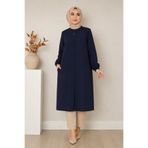 OKTAYUSTA COLLECTİON Kadın Tessettür Giyim Araboy Sade Aerobin Günlük Siyah Kap & Ferace Lacivert