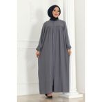 Oktayusta Collection Robalı Mevlana Kesim Günlük Ferace Haki - Gri - 1