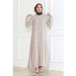 OKTAYUSTA COLLECTİON Sade Günlük Cepli Düğmeli Tam Boy Bej Ferace