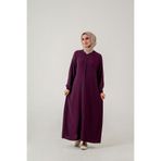 OKTAYUSTA COLLECTİON Sade Günlük Tam Boy Gizli Patlı Mürdüm Ferace