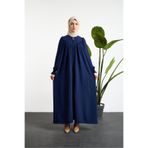 OKTAYUSTA COLLECTİON V Robalı Mevlana Kesim Gipe Dikiş Detaylı Tessettür Ferace Lacivert