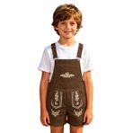 Oktoberfest erkek çocuk baskılı askılı bayram geleneksel pantolon erkek rahat Wiesn kıyafet, Kahve, 6-7 Yaş