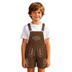 Oktoberfest erkek çocuk tulumu, baskılı, askılı tulum, geleneksel pantolon, rahat, Wiesn Outfit, Kahve, 6-7 Yaş
