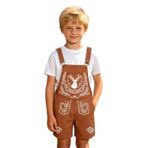 Oktoberfest erkek çocuk tulumu bira baskılı askılı rahat yumuşak geleneksel pantolon genç rahat Wiesn Outfit, Kahverengi2, 12-13 Yaş