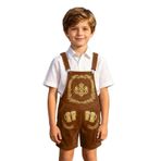 Oktoberfest erkek çocuk tulumu çizgi film bira baskılı askılı gündelik geleneksel pantolon genç rahat Wiesn Outfit, Kahve, 6-7 Yaş