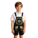 Oktoberfest erkek çocuk tulumu çizgi film bira baskılı askılı gündelik geleneksel pantolon genç rahat Wiesn Outfit, Siyah, 10-11 Yaş