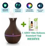 Oktoria Hava Nemlendirici Buhar Makinesi Ultrasonik Aroma Difüzör Oda Nemlendirici Işıklı - Ahşap Rengi