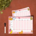 Okul Çocuk Haftalık Planlayıcı Yaz-Sil Poster - FRUIT - A4