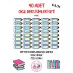 Okul Ders Etiketi Sticker Mavi Renkli