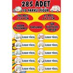 Okul Etiketi Kalem Defter Etiketi Arabalar Temalı Özel Isimli Etiket 10 Figür - 285 Adet - Renkli - 1,5 x 4 ve 2 x 5,5 Cm