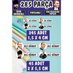 Okul Etiketi Kalem Defter Etiketi Atatürk Temalı Özel Isimli Etiket 4 Figür - 285 Adet - Çok Renkli