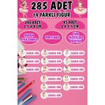 Okul Etiketi Kalem Defter Etiketi Balerin Koleksiyonu Özel Isimli Etiket 14 Figür - 285 Adet - Renkli - 1,5 x 4 ve 2 x 5,5 Cm
