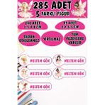 Okul Etiketi Kalem Defter Etiketi Peri Diyarı Özel Isimli Etiket 5 Figür - 285 Adet - Renkli - 1,5 x 4 ve 2 x 5,5 Cm