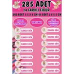 Okul Etiketi Kalem Defter Etiketi Peri Koleksiyonu Özel Isimli Etiket 14 Figür - 285 Adet - Renkli - 1,5 x 4 ve 2 x 5,5 Cm