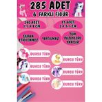 Okul Etiketi Kalem Defter Etiketi Pony Sevimli Taylar Özel Isimli Etiket 6 Figür - 285 Adet - Renkli - 1,5 x 4 ve 2 x 5,5 Cm