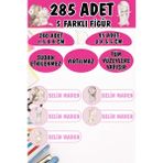 Okul Etiketi Kalem Defter Etiketi Prensesler ve Unicornlar Özel Isimli Etiket 5 Figür - 285 Adet - Renkli - 1,5 x 4 ve 2 x 5,5 Cm