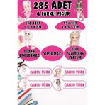 Okul Etiketi Kalem Defter Etiketi Sevimli Deniz Kızları Özel Isimli Etiket 4 Figür - 285 Adet - Renkli - 1,5 x 4 ve 2 x 5,5 Cm