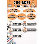 Okul Etiketi Kalem Defter Etiketi Sevimli Şoför Hayvanlar Özel Isimli Etiket 5 Figür - 285 Adet - Renkli - 1,5 x 4 ve 2 x 5,5 Cm