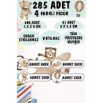 Okul Etiketi Kalem Defter Etiketi Soft Renk Ayıcıklar Özel Isimli Etiket 4 Figür - 285 Adet - Renkli - 1,5 x 4 ve 2 x 5,5 Cm