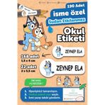 Okul Etiketi Kalem Defter Isimli Etiket Isim Yazılabilen Bluey Temalı - 190 Adet Özel Yeni Tasarım