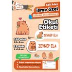 Okul Etiketi Kalem Defter Isimli Etiket Isim Yazılabilen Capybara - 190 Adet Özel Yeni Tasarım - Karışık - Yok