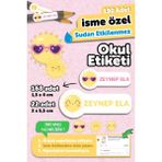 Okul Etiketi Kalem Defter Isimli Etiket Isim Yazılabilen Güneş Temalı - 190 Adet Özel Tasarım - Karışık - Yok