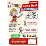 Okul Etiketi Kalem Defter Isimli Etiket Isim Yazılabilen Itfaiyeci - 190 Adet Özel Yeni Tasarım