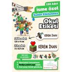 Okul Etiketi Kalem Defter Isimli Etiket Isim Yazılabilen Minecraft - 190 Adet Özel Yeni Tasarım