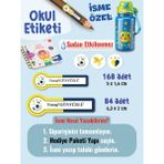 Okul Etiketi SUDAN ETKİLENMEZ, Kalem Defter Etiketi Sarı Lacivert Takım Temalı Özel Isim Yazılabilen Etiket - 252ADET - Çok Renkli