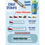 Okul Etiketi SUDAN ETKİLENMEZ, Kalem Defter Etiketi Şimşek Araba Temalı Özel Isim Yazılabilen Etiket - 252ADET - Çok Renkli