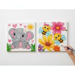 Okul Etkinliği-2'li Tuval Boyama Seti. 20x20 Cm Uv Baskı 6 Akrilik Boya 1 Fırça (SET10)