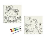 Okul Etkinliği-2'li Tuval Boyama Seti. 20x20 Cm Uv Baskı 6 Akrilik Boya 1 Fırça (SET11)