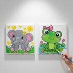 Okul Etkinliği-2'li Tuval Boyama Seti. 20x20 Cm Uv Baskı 6 Akrilik Boya 1 Fırça (SET13)