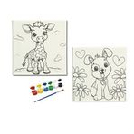 Okul Etkinliği-2'li Tuval Boyama Seti. 20x20 Cm Uv Baskı 6 Akrilik Boya 1 Fırça (SET15)