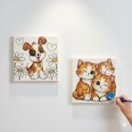 Okul Etkinliği-2'li Tuval Boyama Seti. 20x20 Cm Uv Baskı 6 Akrilik Boya 1 Fırça (SET21)