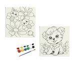 Okul Etkinliği-2'li Tuval Boyama Seti. 20x20 Cm Uv Baskı 6 Akrilik Boya 1 Fırça (SET27)