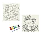 Okul Etkinliği-2'li Tuval Boyama Seti. 20x20 Cm Uv Baskı 6 Akrilik Boya 1 Fırça (SET29)
