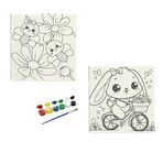 Okul Etkinliği-2'li Tuval Boyama Seti. 20x20 Cm Uv Baskı 6 Akrilik Boya 1 Fırça (SET32)