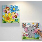 Okul Etkinliği-2'li Tuval Boyama Seti. 20x20 Cm Uv Baskı 6 Akrilik Boya 1 Fırça (SET40)