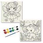 Okul Etkinliği-2'li Tuval Boyama Seti. 20x20 Cm Uv Baskı 6 Akrilik Boya 1 Fırça (SET69)