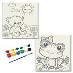 Okul Etkinliği-2'li Tuval Boyama Seti. 20x20 Cm Uv Baskı 6 Akrilik Boya 1 Fırça (SET86)
