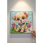Okul Etkinliği- Tuval Boyama Seti. 20x20 Cm Uv Baskı 3 Akrilik Boya 1 Fırça (KÖPEK-2)