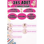 Okul Kalem Defter Etiketi Soft Renk Periler ve Unicornlar Özel Isimli Etiket 5 Figür - 285 Adet - Renkli - 1,5 x 4 ve 2 x 5,5 Cm