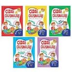 Okul Öncesi Çizgi Çalışmaları Seti, 5 Kitap, 80 Sayfa, 4-6 Yaş, Renkli