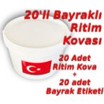 Okul Ritim Kovası ve Bayrak Etiketi Bayraklı Gösteri Kovası - 20'li set