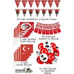 Okul Sınıf Süsü 7 Çeşit 1 Paket Çıtalı Bayrak Bayraklı Balon Atatürklü Balon İpli Bayrak Flamalı Bayrak 29 Ekim 23 Nisan