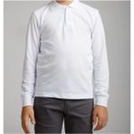 Okul Tshirt , Beyaz Uzun Kollu Polo Yaka Kız Erkek Çocuk Okul Tişörtü - 5 - 6 Yaş - 001-Beyaz