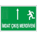 Okularenkkat Imdat Çıkış Merdiveni Yukarı Ok Uyarı Levhası 35 cm x 50 cm - 35 cm x 50 cm