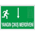 Okularenkkat Yangın Çıkış Merdiveni Aşağı Ok Uyarı Levhası 12 cm x 28 cm