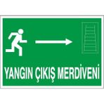 Okularenkkat Yangın Çıkış Merdiveni Sağ Ok Uyarı Levhası 12 cm x 28 cm